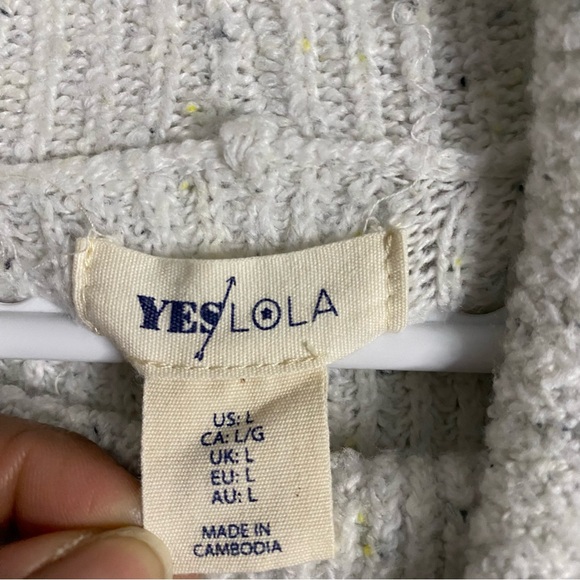 Yes Lola Women's Ivory Speckled Cowl Neck Knit Sweater - Picture 5 of 7